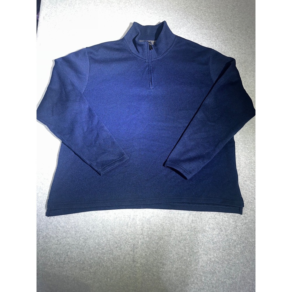 Wrangler Authentics Mens 2XL Navy Blue Heather Quarter Zip Pullover Sweater